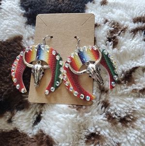 Serape skull earrings fb- J Three Boutique